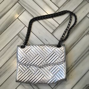 Rebecca Minkoff silver quilt stitched handbag